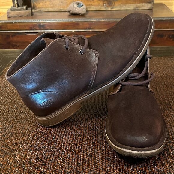 UGG Leather and Suede Chukka Boots Grizzly Brown Style 1014413 - Picture 1 of 13